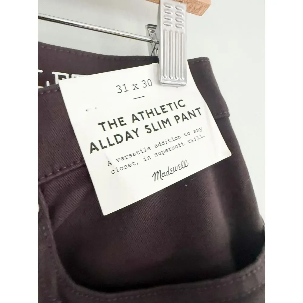 Madewell | NWT Athletic All Day Slim Pants Warm Charcoal | Sz 31x30